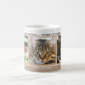 Your 3 おもしろい Cat Photos Beigeアイボリーマストライプのグ コーヒーマグカップ (中央)