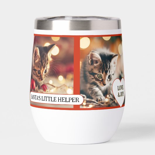 Your 4 Cat Photos Cute Christmas Insulated Tumbler (背面)