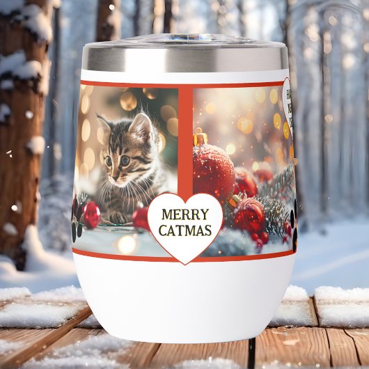 Your 4 Cat Photos Cute Christmas Insulated Tumbler