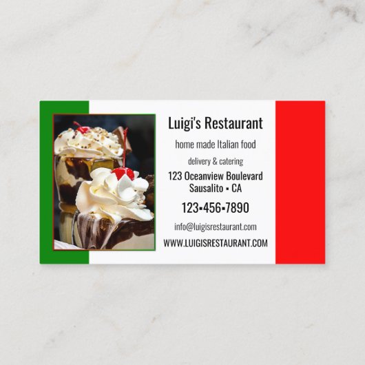 Your 4 Photos イタリアン Restaurant 名刺 (裏面)