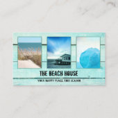 Your 4 Photos Aquaターコイズウッドポートフォリオ 名刺 (正面)