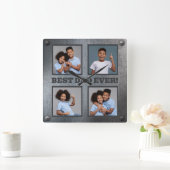 YOUR 4 Photos & Photos 最高のパパEVERフェイク metal スクエア壁時計 (ホーム)