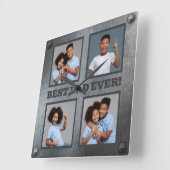 YOUR 4 Photos & Photos 最高のパパEVERフェイク metal スクエア壁時計 (傾斜)