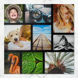 Your 9 Photo Jigsaw Puzzle Collage Framed Black ジグソーパズル