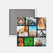 Your 9 Photo Magnet Collage Framed Black マグネット (正面/裏面)