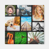 Your 9 Photo Magnet Collage Framed Black マグネット (正面)