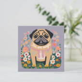 「Your Are魔法」プグBohoフローラグリーティングカード シーズンカード (スタンド正面)