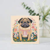 「Your Are魔法」プグBohoフローラグリーティングカード シーズンカード (スタンド正面)