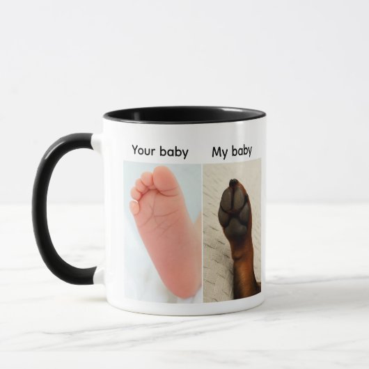 Your Baby vs My Baby Dog Paw Meme マグカップ (左)