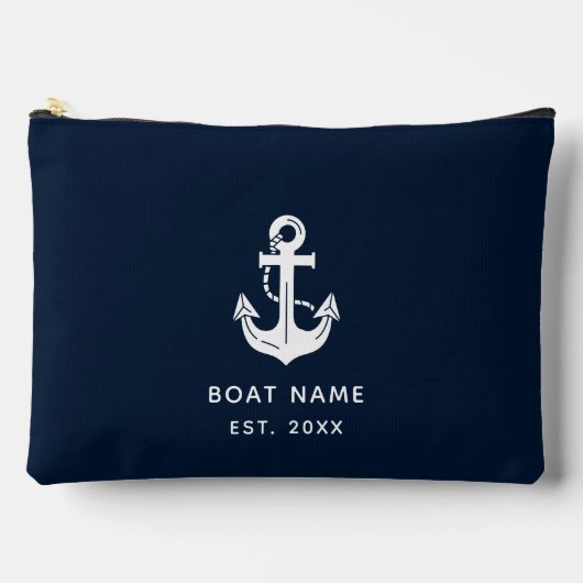 Your Boat Name Anchor Blue アクセサリーポーチ (正面)