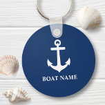 Your Boat Name Anchor Blue キーホルダー<br><div class="desc">A personalized nautical themed keychain with your boat name, family name or other desired text. This unique design features a custom made classic boat anchor emblem in white on a background of navy blue. If needed, background color can be easily customized by you to match your current decor. Makes a...</div>