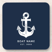 Your Boat Name Anchor Blue  コースター (正面)