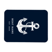 Your Boat Name Anchor Blue  マグネット (横)