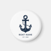 Your Boat Name Anchor Blue  マグネット (正面)