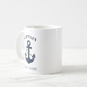 Your Boat Name Anchor Blue Captain コーヒーマグカップ (正面左)