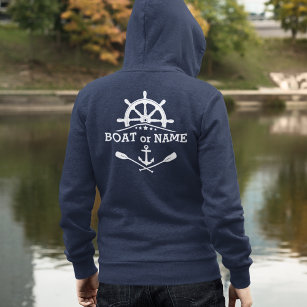 Your Boat Name Nautical Anchor Oars Helm Stars パーカ