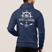 Your Boat Name Nautical Anchor Oars Helm Stars パーカ (裏面)