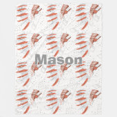 Your Boys Name Roomインディアンフェザーヘアドレステペ フリースブランケット (正面)