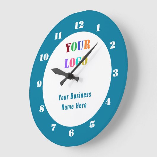 Your Branded Company Logo Name Text Clock Template ラージ壁時計 (傾斜)