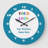 Your Branded Company Logo Name Text Clock Template ラージ壁時計 (正面)