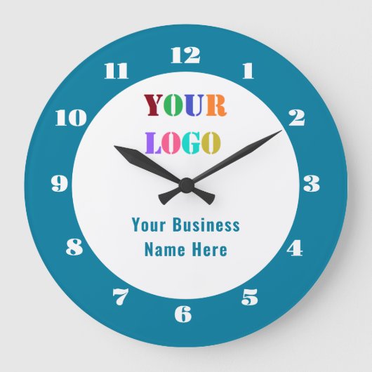 Your Branded Company Logo Name Text Clock Template ラージ壁時計 (正面)