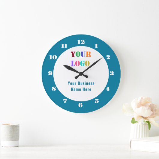 Your Branded Company Logo Name Text Clock Template ラージ壁時計 (ホーム)