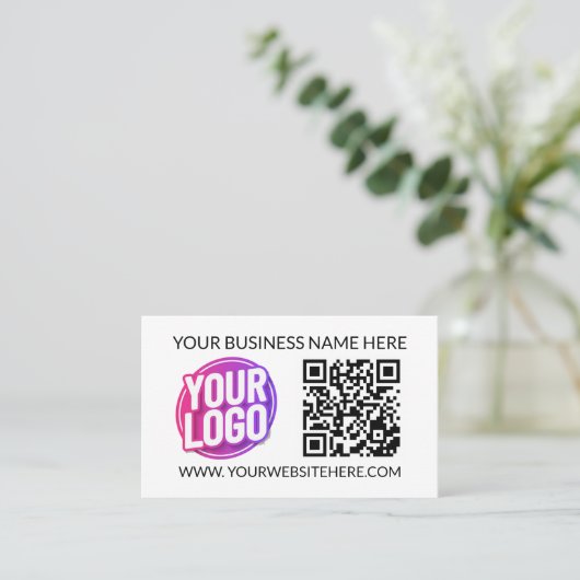 Your Business Company Team Logo & QR Code and Text 名刺 (スタンド正面)