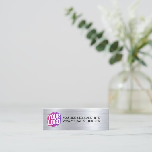 Your Business Company Team Logo & QR Code & Text スキニー名刺 (スタンド正面)