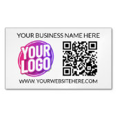 Your Business Company Team Logo & QR Code & Text マグネット名刺 (正面)