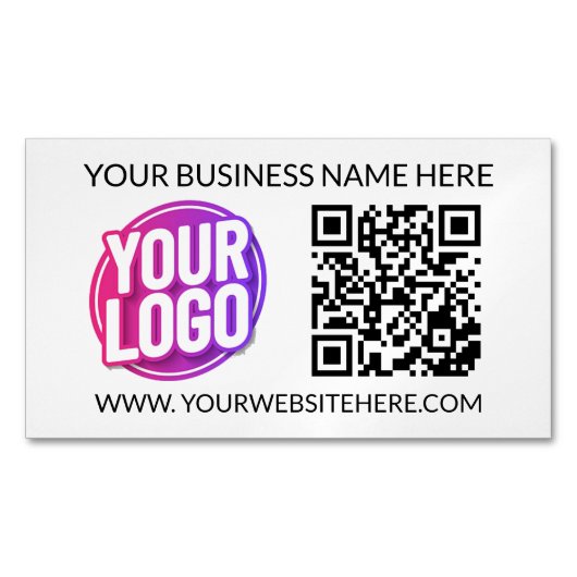 Your Business Company Team Logo & QR Code & Text マグネット名刺 (正面)