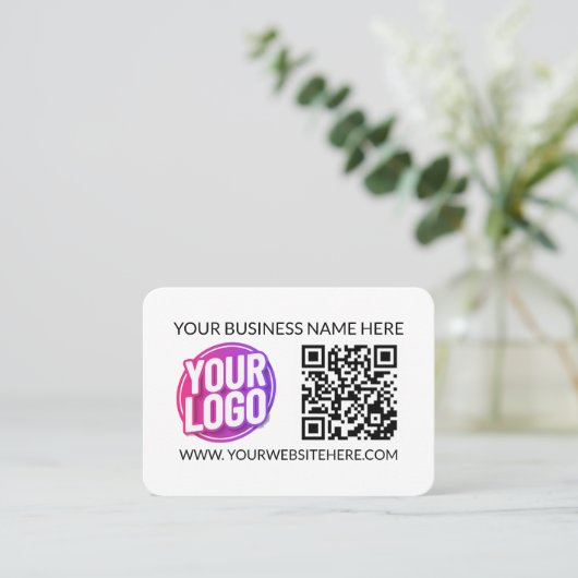 Your Business Company Team Logo & QR Code & Text 名刺 (スタンド正面)