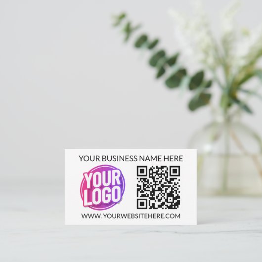 Your Business Company Team Logo & QR Code & Text 名刺 (スタンド正面)