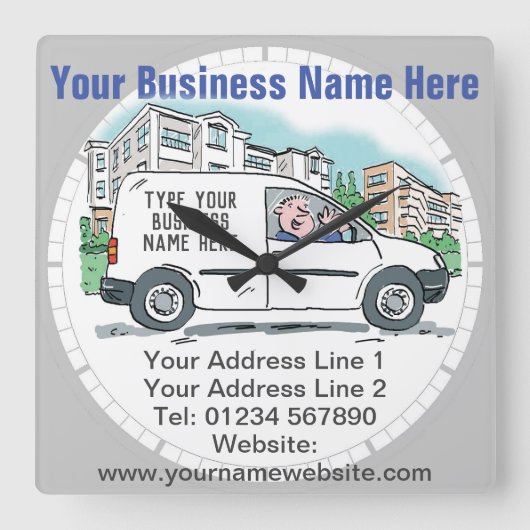 Your Business Details on a スクエア壁時計 (正面)