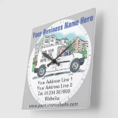 Your Business Details on a スクエア壁時計 (傾斜)
