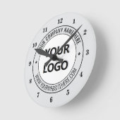 Your Business Logo and Text Branded Clock Example ラウンド壁時計 (傾斜)