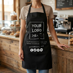 Your Business Logo and Text Company ブランドの黒色 エプロン