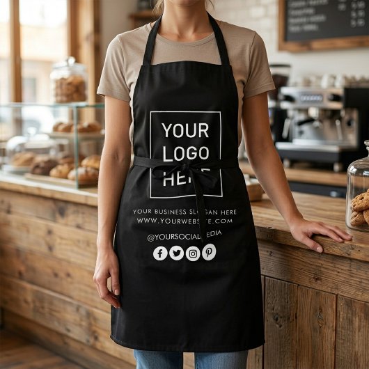 Your Business Logo and Text Company ブランドの黒色 エプロン