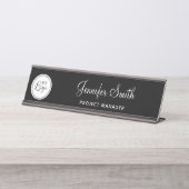 Your Business Logo on White Circle デスクネームプレート (正面)