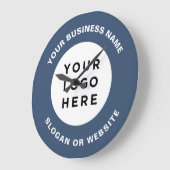 Your Business Logo Simple and Professional Navy ラージ壁時計 (傾斜)