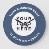 Your Business Logo Simple and Professional Navy ラージ壁時計 (正面)