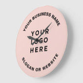 Your Business Logo Simple and Professional Pink ラージ壁時計 (傾斜)