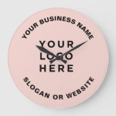 Your Business Logo Simple and Professional Pink ラージ壁時計 (正面)