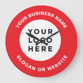 Your Business Logo Simple and Professional Red ラージ壁時計 (正面)