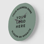 Your Business Logo Simple and Professional Sage ラージ壁時計 (傾斜)