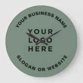Your Business Logo Simple and Professional Sage ラージ壁時計 (正面)