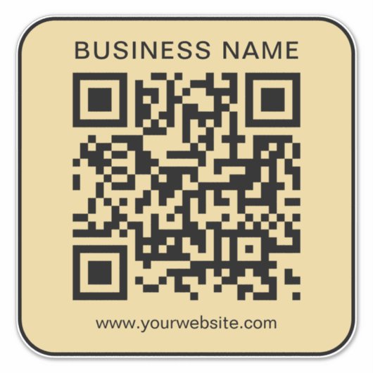Your Business Name Url QR Code Large Black & Gold シール (正面)
