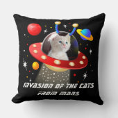 Your Cat おもしろい in Sci-Fi Cat UFO宇宙エイリアンテーマ クッション (正面)