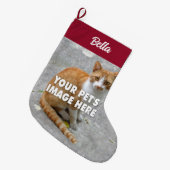 Your Cat Photo Christmasストッキング ラージクリスマスストッキング (正面 (吊り時))