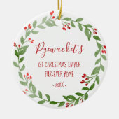 Your Cat Photo First Christmas in FurEver Home セラミックオーナメント (正面)