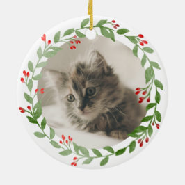 Your Cat Photo First Christmas in FurEver Home セラミックオーナメント